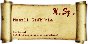Meszli Szénia névjegykártya
